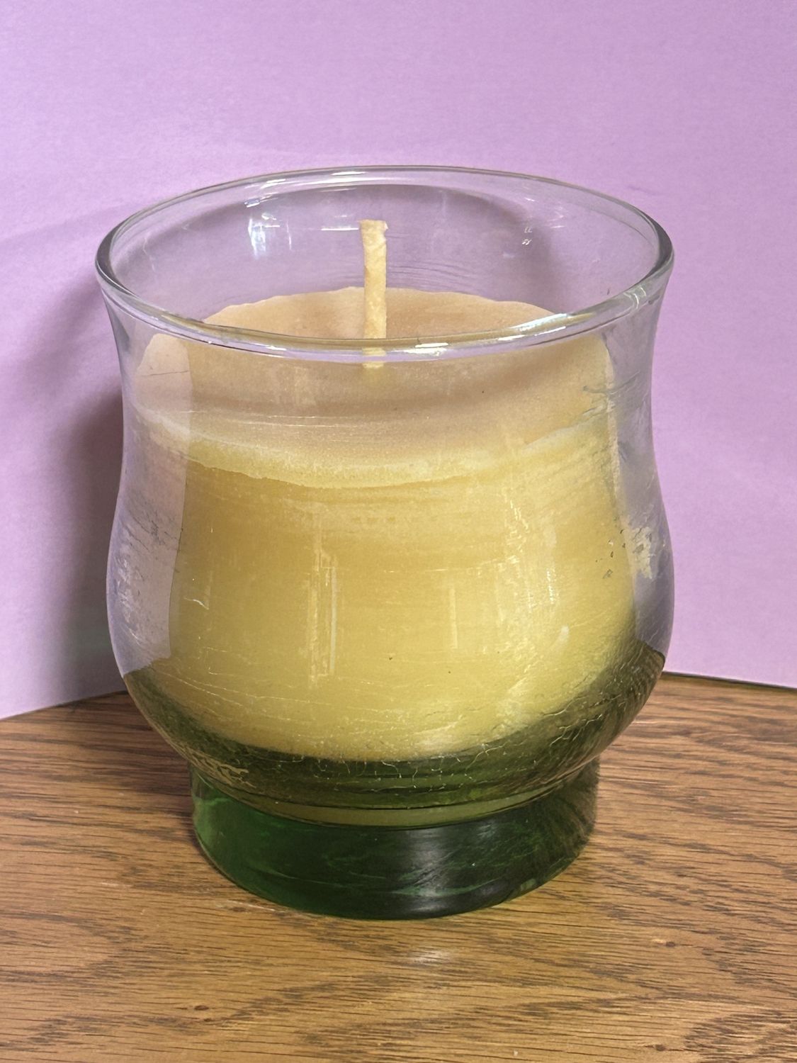 Glass votive w/Beeswax candle