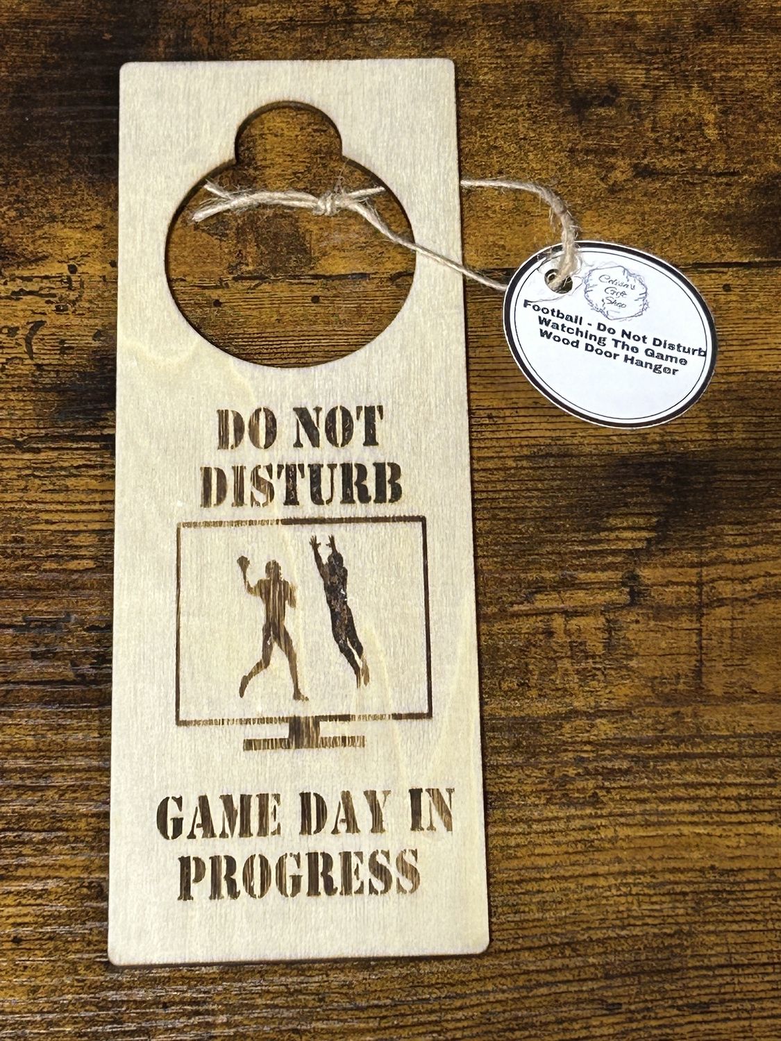 Wood door Hanger, design: Do not Disturb-Football