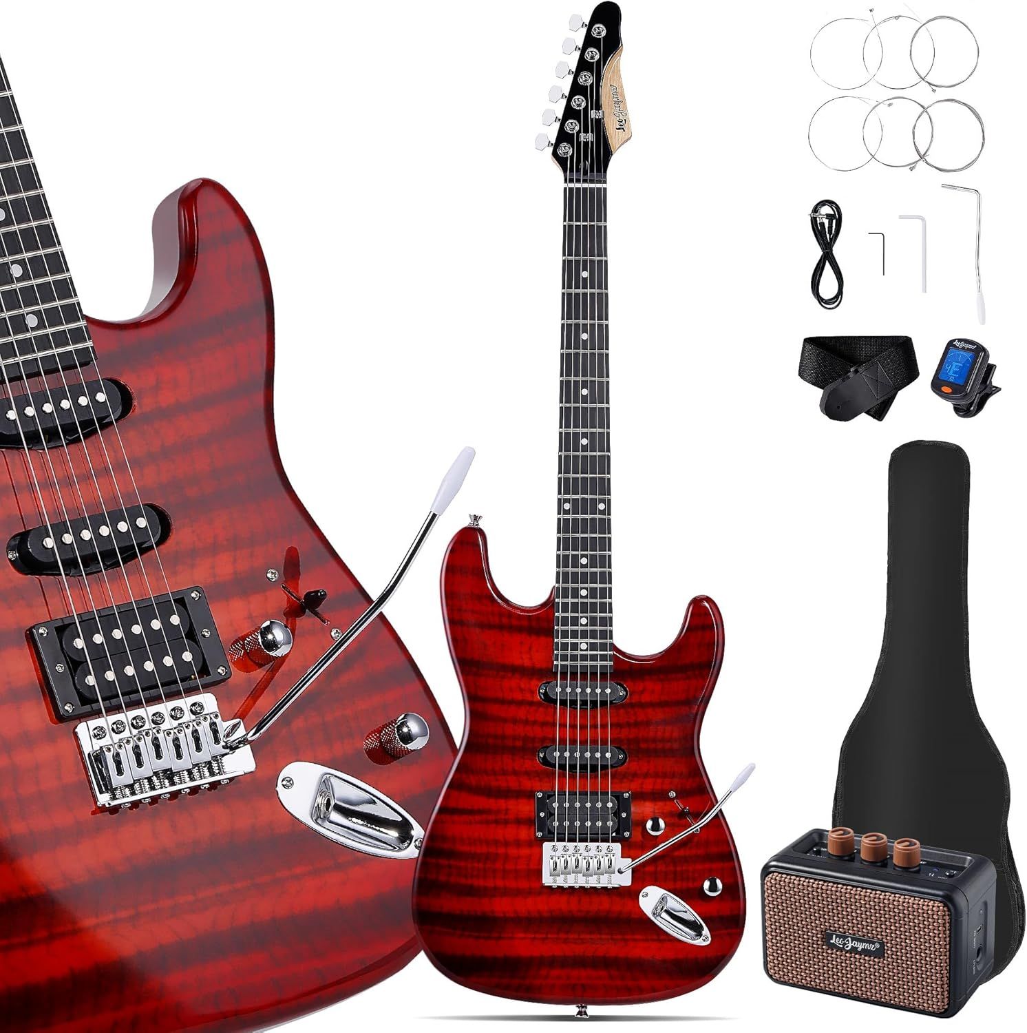 Electric Guitar Starter Kit - Red Flame