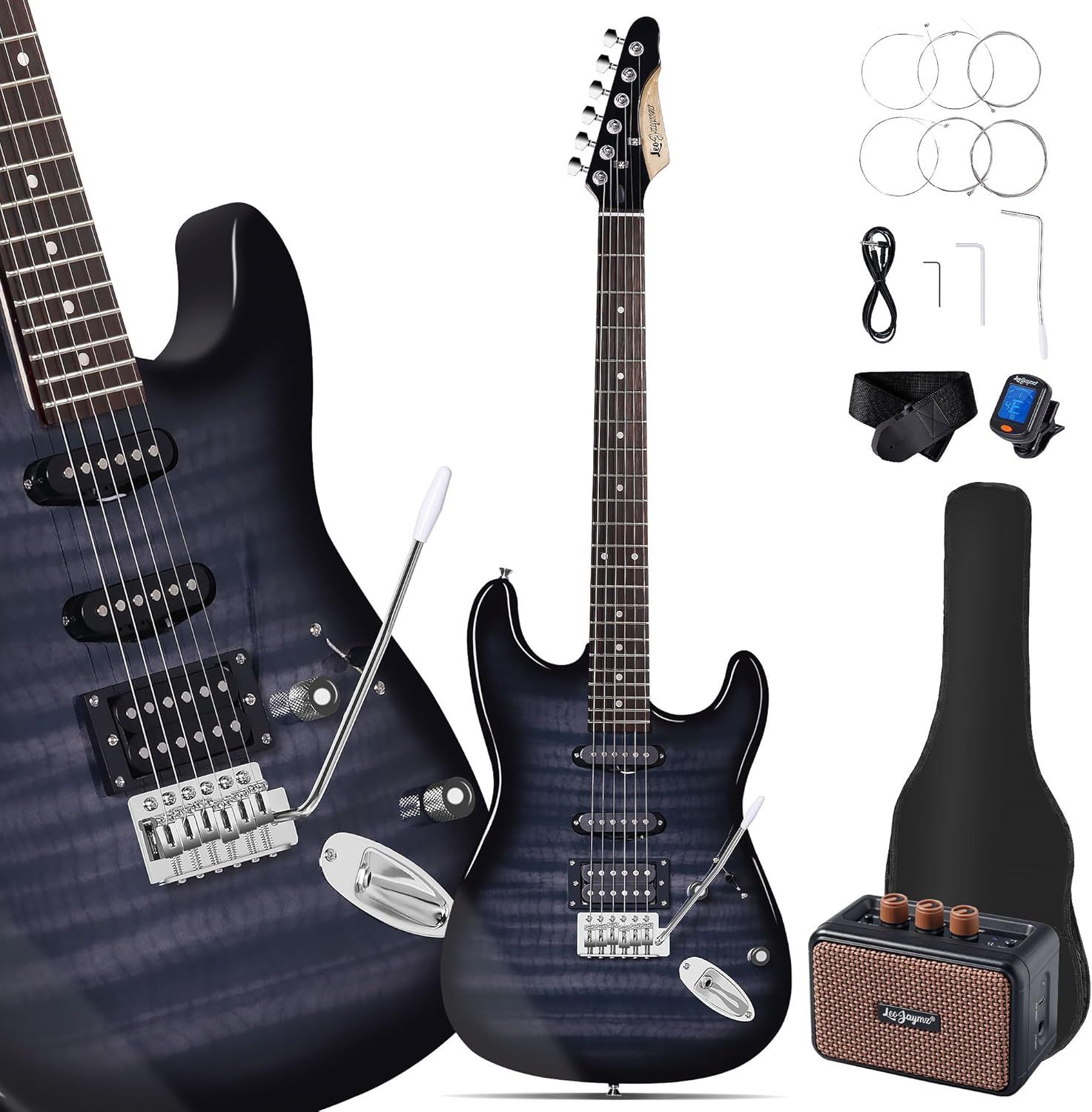 Electric Guitar Starter Kit - Black Flame