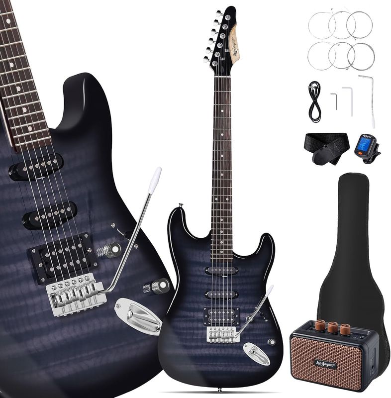 Electric Guitar Starter Kit - Black Flame