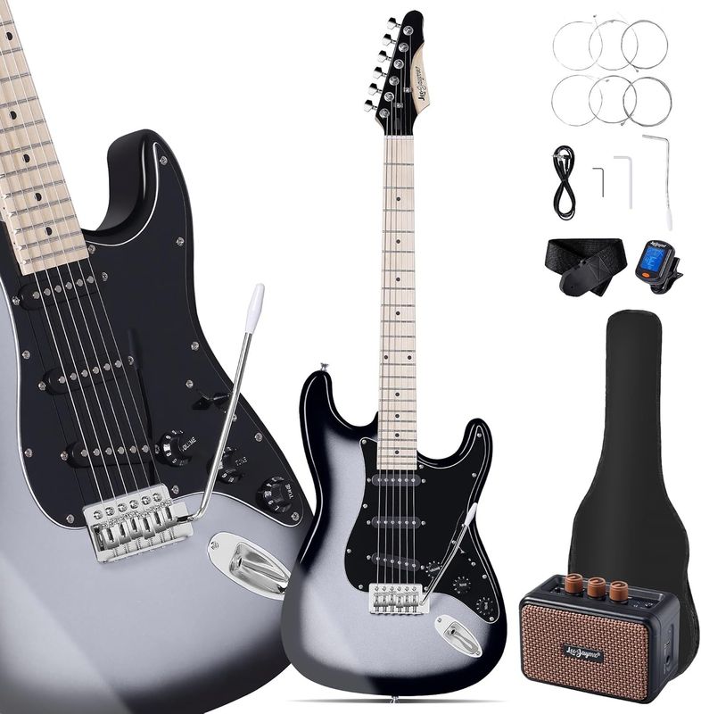 Electric Guitar Starter Kit - Silver Black 5W