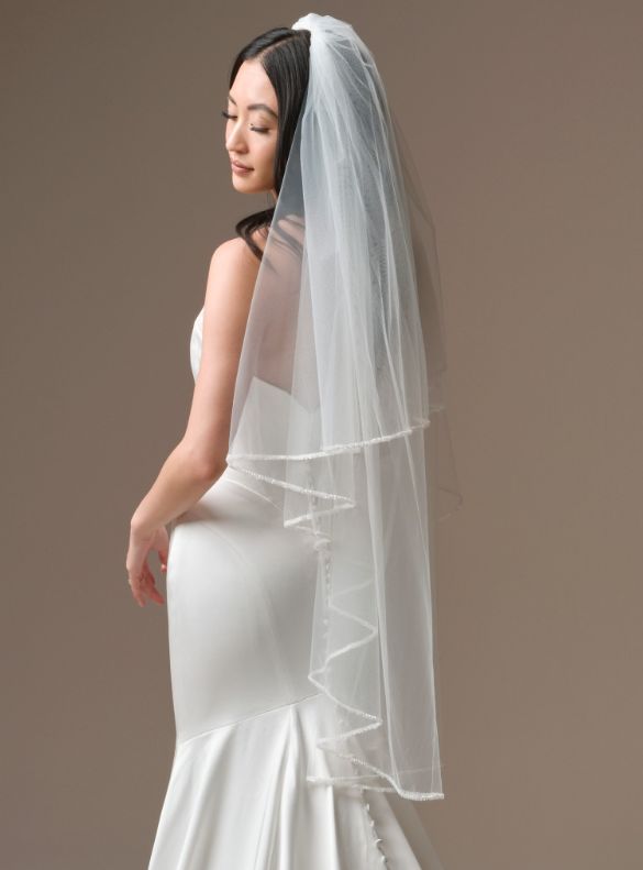 Maggie Sottero Essentials Beaded Trim Veil Ivory