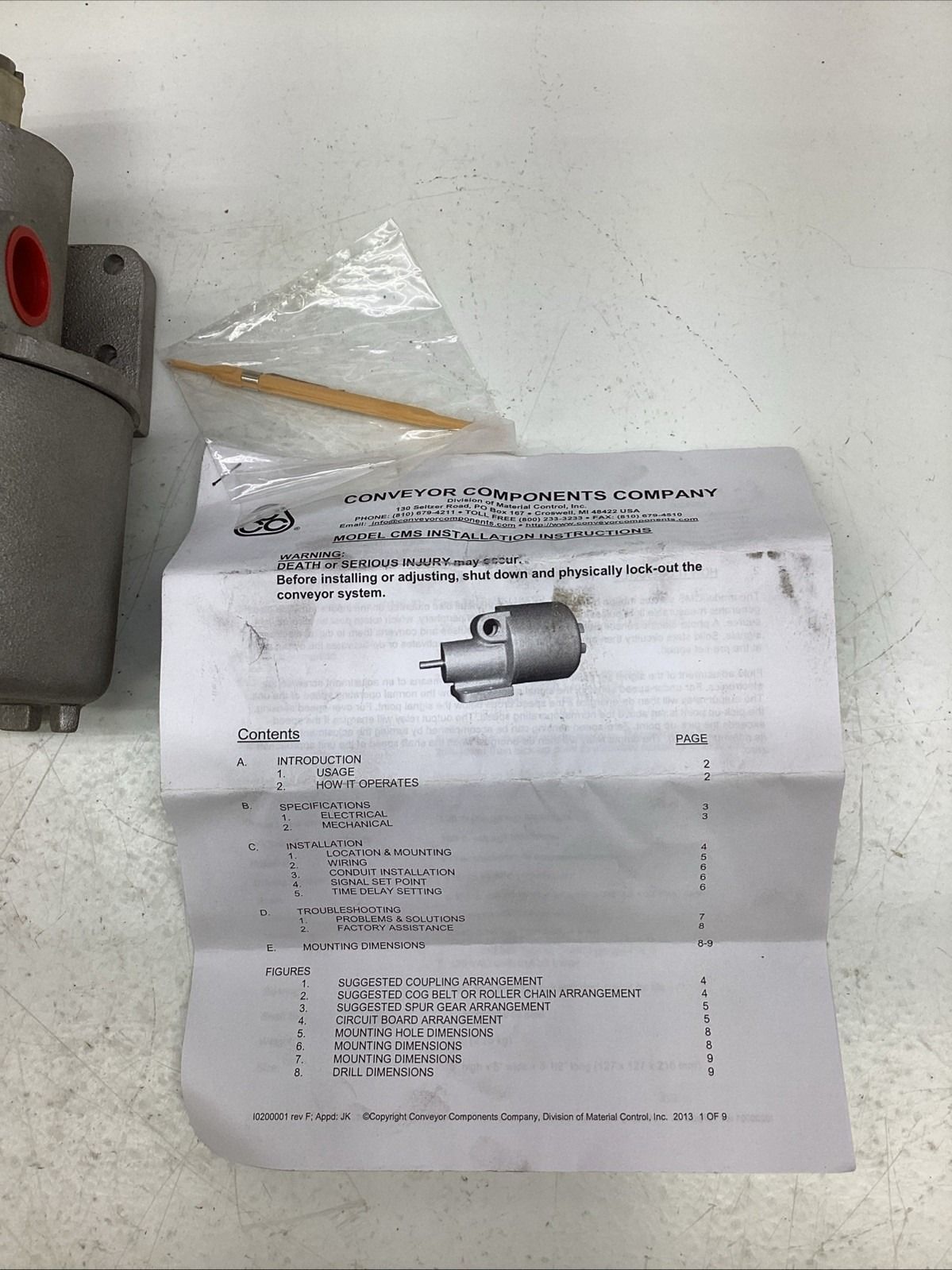 Conveyor Components Model CMS-1X Speed Control Switch NIB