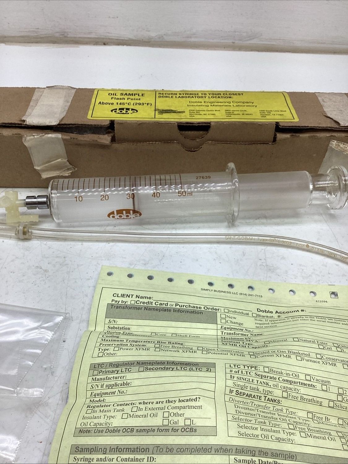 Doble Oil Sample Syringe 50 ml NIB Doble Oil Sample Syringe 50 ml NIB