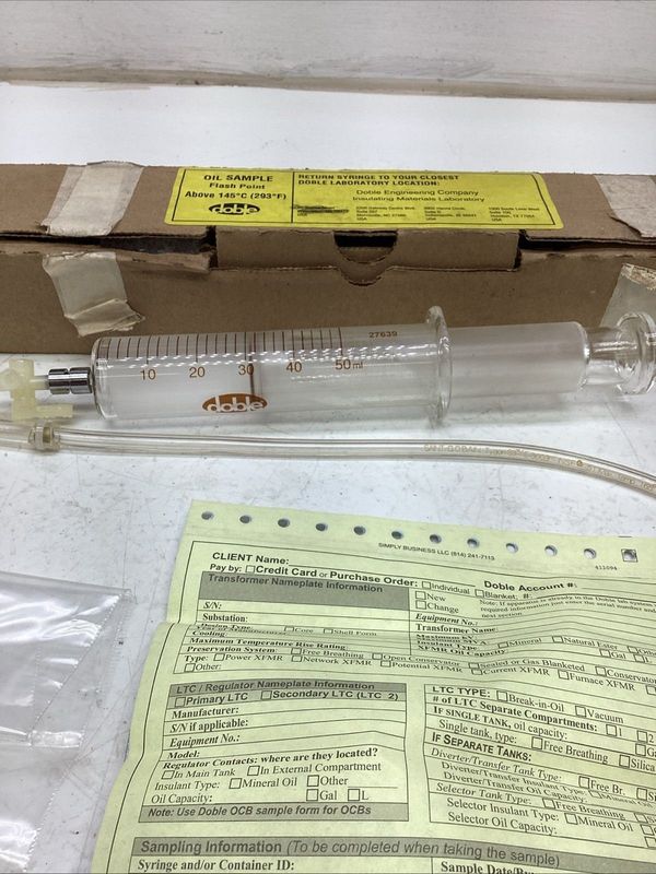 Doble Oil Sample Syringe 50 ml NIB Doble Oil Sample Syringe 50 ml NIB
