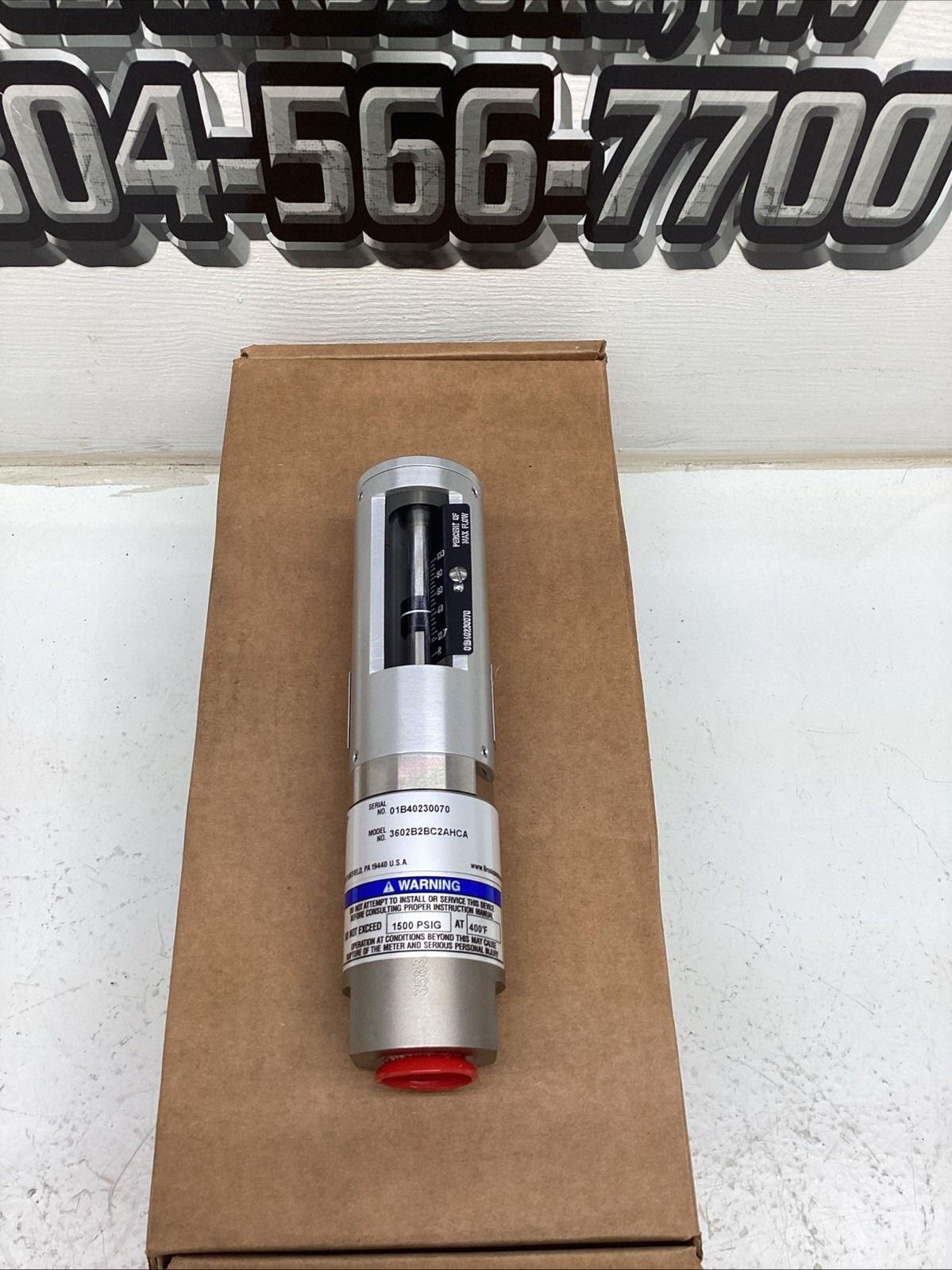 Brooks Instrument Armored Variable Area Flow Meter 3602B2BC2AHCA NIB