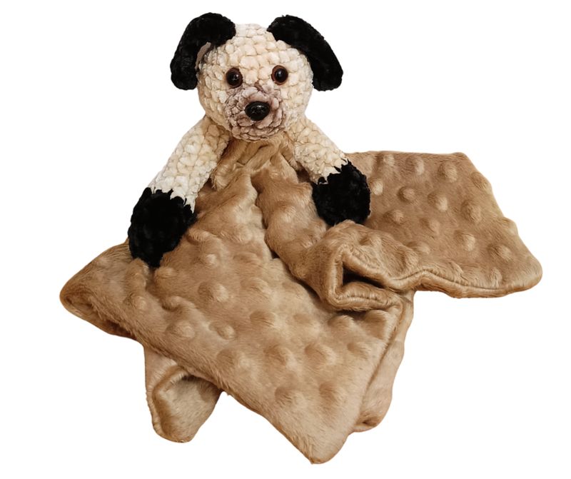 Kocyk Przytulanka Uspokajacz Minky - Piesek Beżowy Prezent Roczek Urodziny