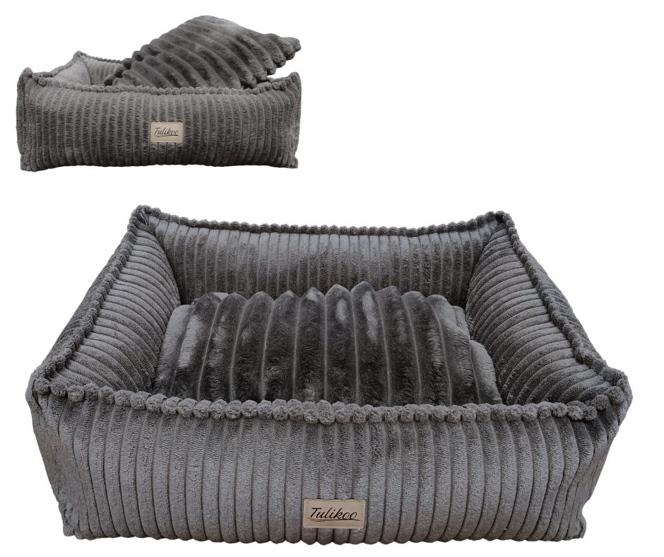 Legowisko dla Psa Miniaturki XS Miękkie Wyjmowana Poduszka 45x32cm Szary
