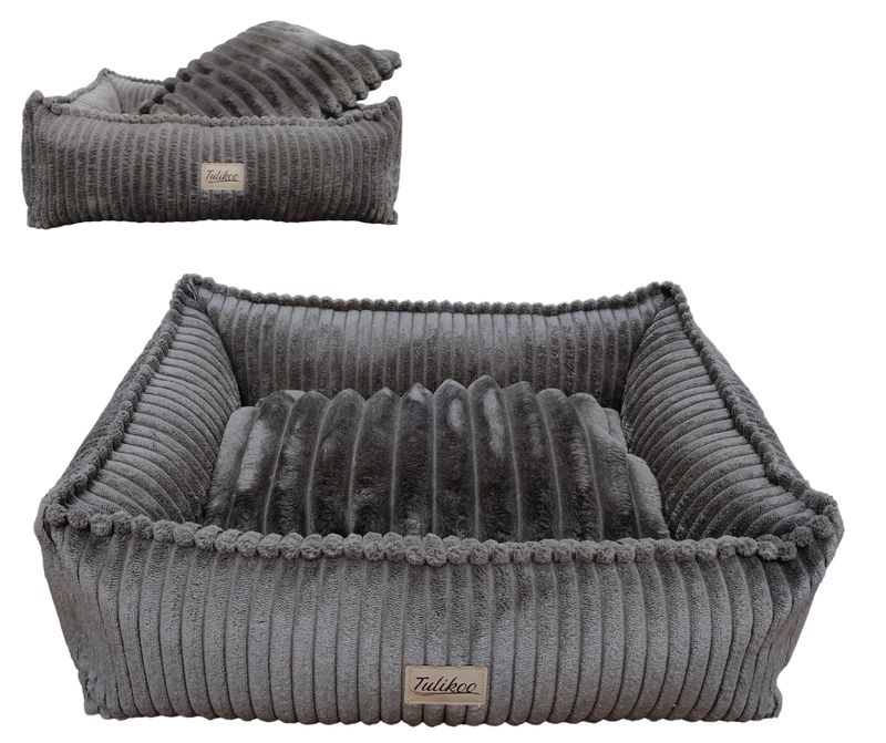 Legowisko dla Psa Miniaturki XS Miękkie Wyjmowana Poduszka 45x32cm Szary