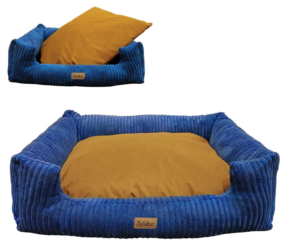 Legowisko Kanapa dla Psa M Miękkie z wyjmowaną poduszką 60x45cm Niebieskie