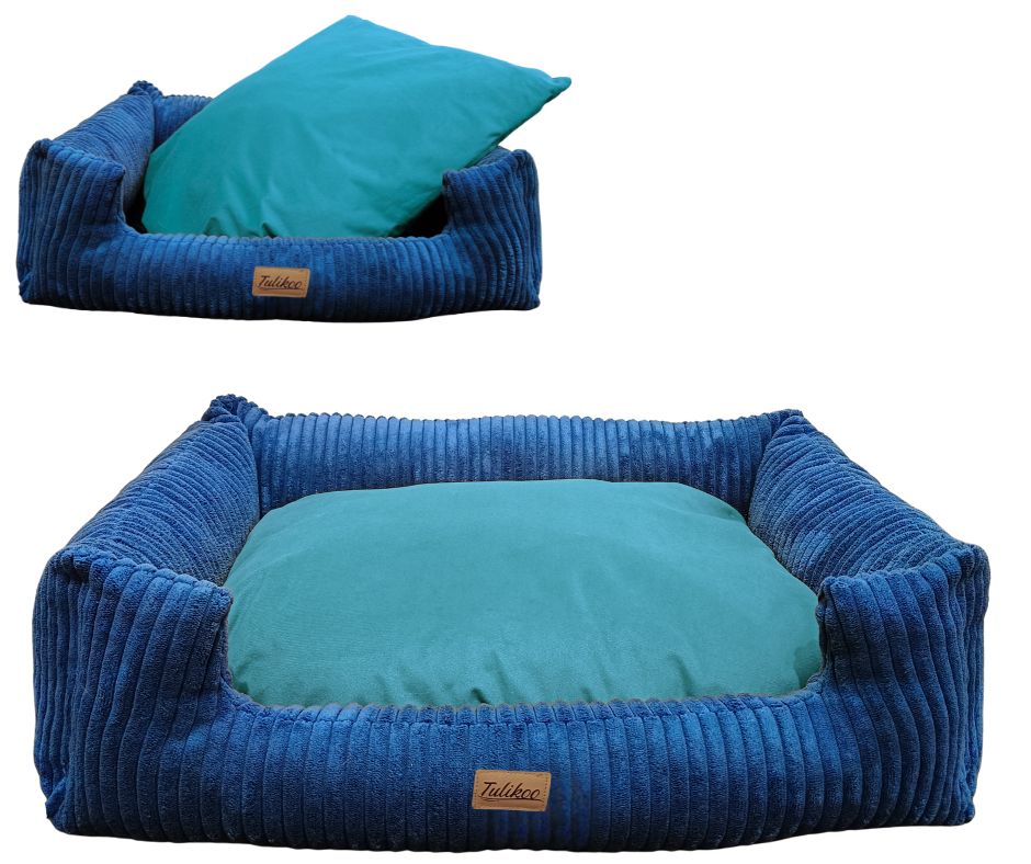 Legowisko Kanapa dla Psa M Miękkie z wyjmowaną poduszką 60x45cm Niebieskie