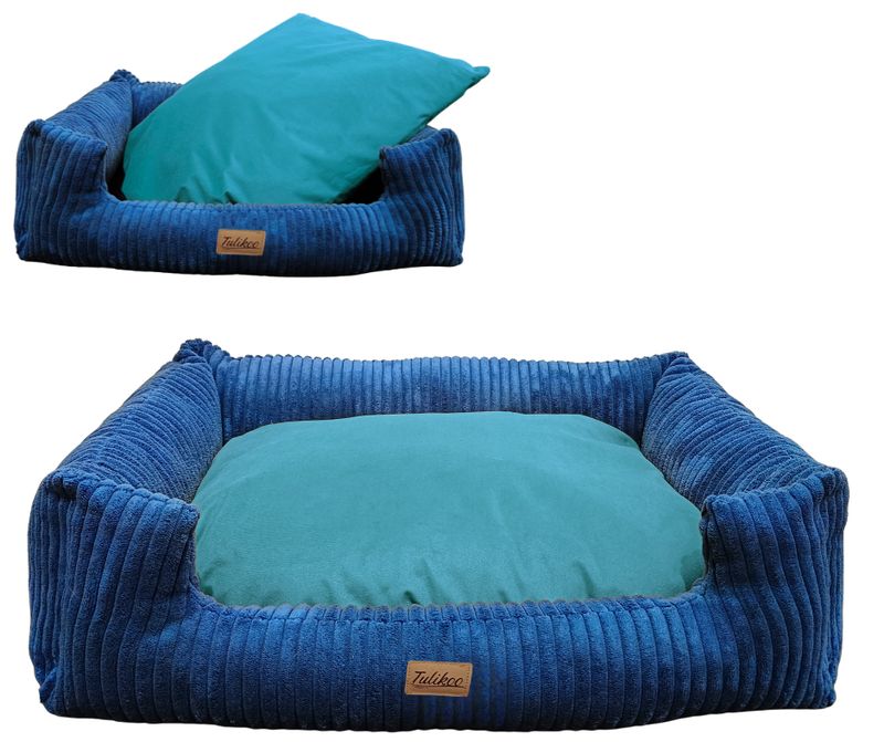 Legowisko Kanapa dla Psa M Miękkie z wyjmowaną poduszką 60x45cm Niebieskie