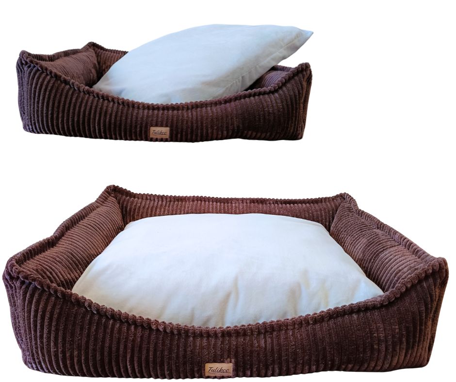 Legowisko Kanapa dla Psa L Miękkie z wyjmowaną poduszką 75x55 cm Brąz