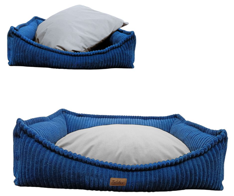 Legowisko Kanapa dla Psa M Miękkie z wyjmowaną poduszką 60x45cm Niebieski