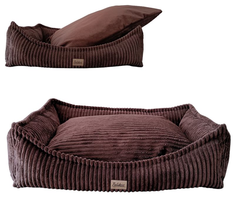 Legowisko Kanapa dla Psa/Kota M Miękkie z wyjmowaną poduszką 60x45 cm Brąz