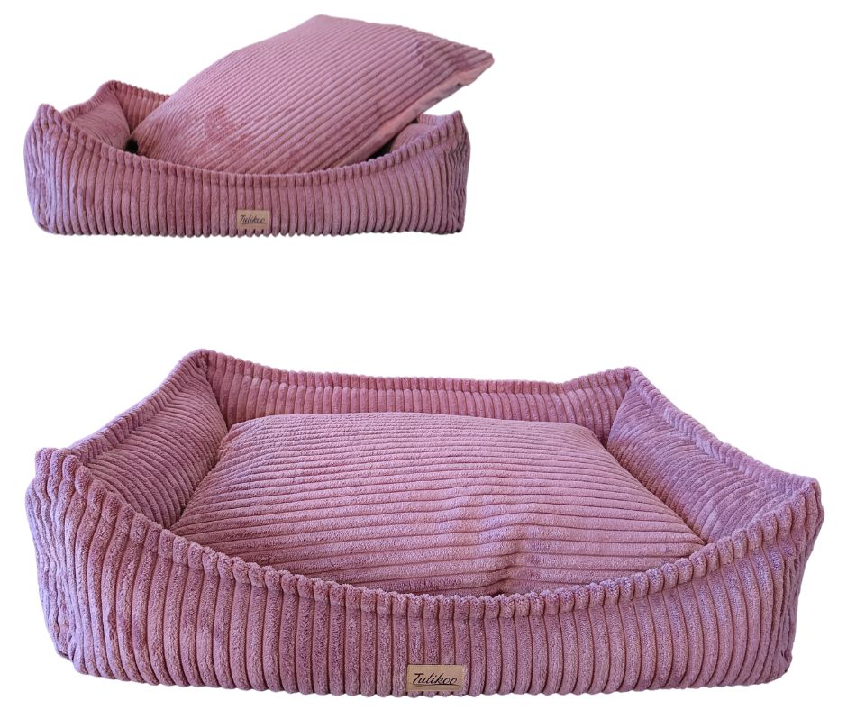 Legowisko Kanapa dla Psa M Miękkie z wyjmowaną poduszką 60x45cm Brudny Róż