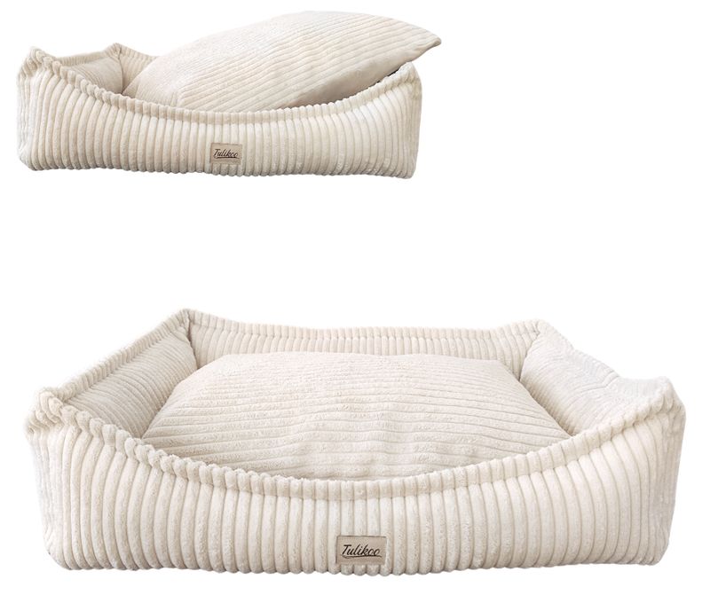 Legowisko Kanapa dla Psa M Miękkie z wyjmowaną poduszką 60x45 cm Beż/Ecru