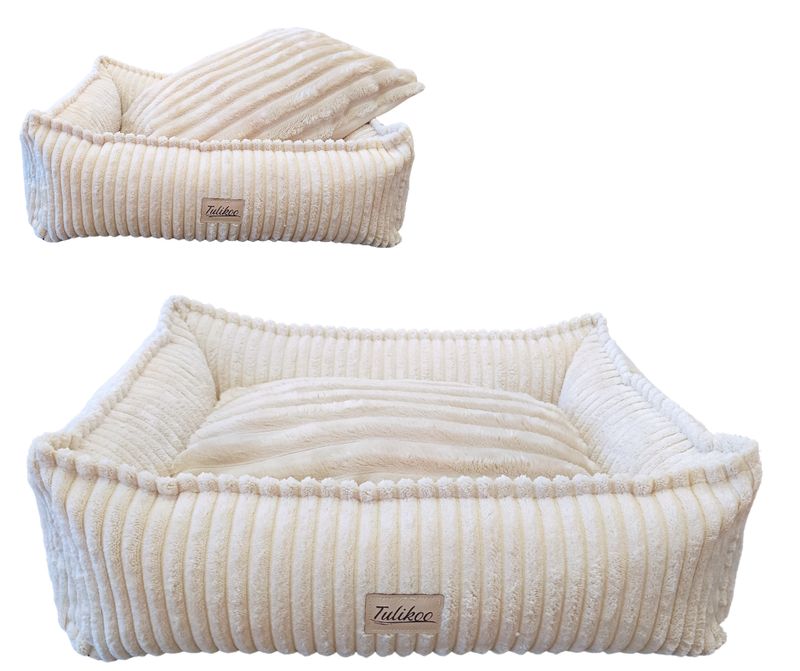 Legowisko dla Psa Miniaturki XS Miękkie Wyjmowana Poduszka 45x32cm Beż/Ecru