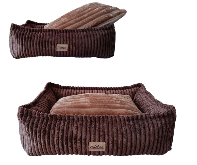 Legowisko dla Psa Miniaturki XS Miękkie Wyjmowana Poduszka 45x32cm Brązowy