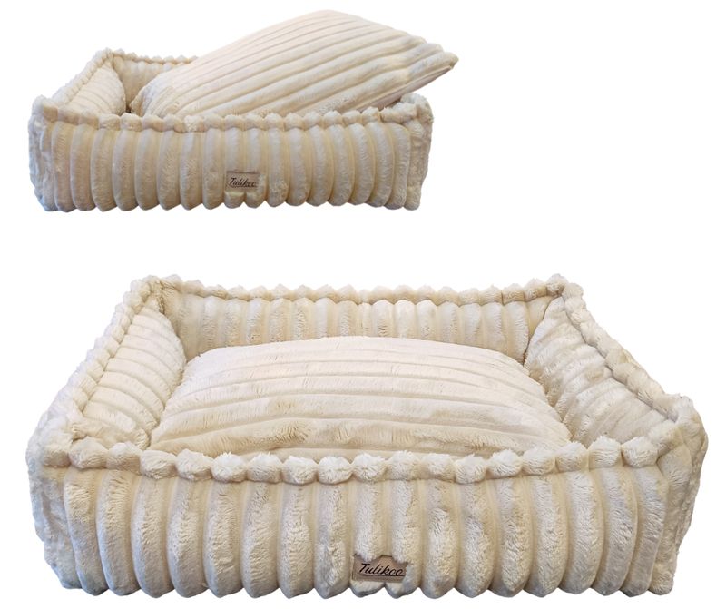 Legowisko dla Psa S Miękkie PREMIUM Wyjmowana poduszka 56x42cm Beż/Ecru