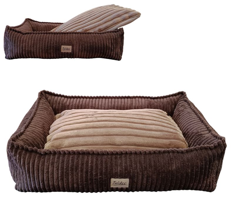 Legowisko Kanapa dla Psa S Miękkie z wyjmowaną poduszką 56x42cm Brąz