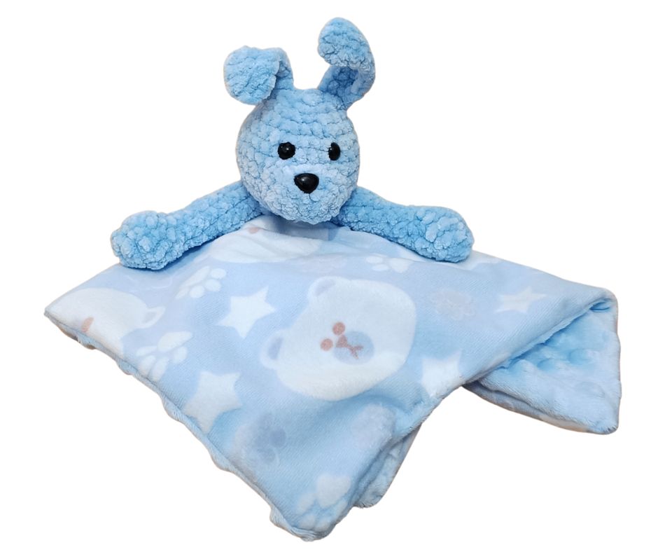 Kocyk Przytulanka Uspokajacz Królik Niebieski Prezent Roczek Urodziny