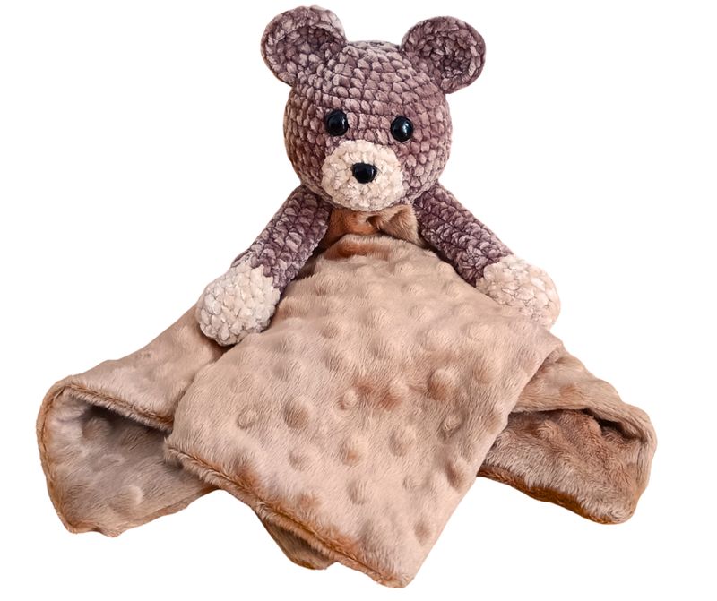 Kocyk Przytulanka Uspokajacz Minky - Miś Brązowy Prezent Roczek Urodziny