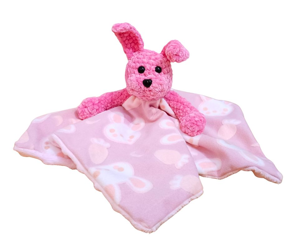 Kocyk Przytulanka Uspokajacz Królik Różowy Prezent Roczek Urodziny