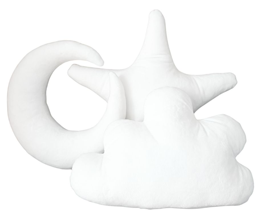 Zestaw poduszek dekoracyjnych Chmurka Gwiazdka Księżyc - Śmietankowa Biel