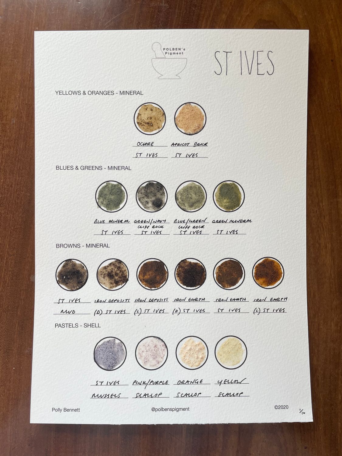 POLBEN's Pigment St Ives Colour Chart