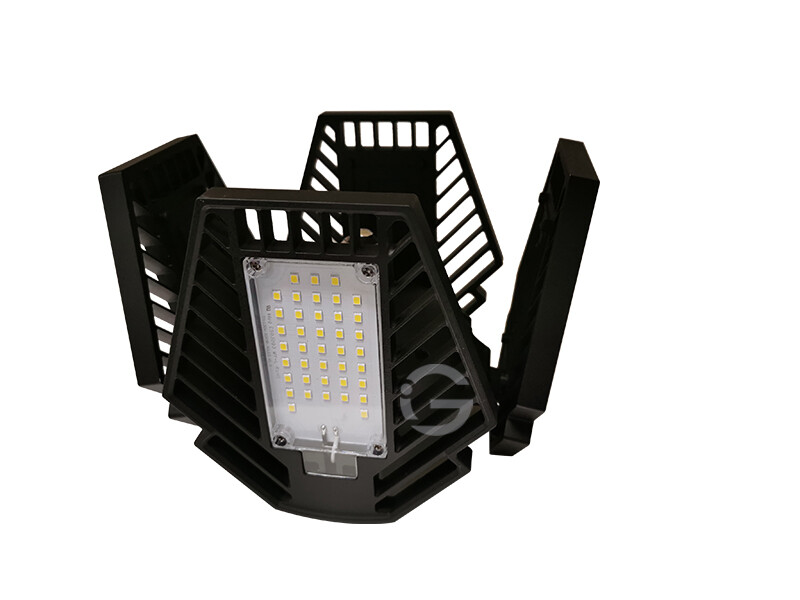 4 Panels Foldable LED Garage Light - Black