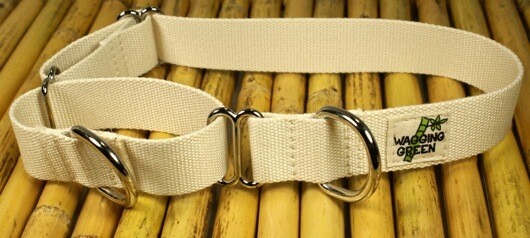 Eco Friendly Bamboo Double Layer Martingale Dog Collar - Natural (undyed)