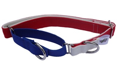 Eco Friendly Bamboo Double Layer Martingale Dog Collar - Red, White, & Blue (Clearance)
