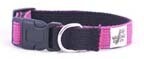 Cotton Double Layer Quick Release Buckle Dog Collar - Pink/Black (1&quot; Wide Small - Clearance)