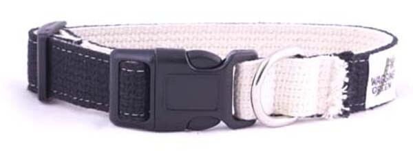 Cotton Double Layer Quick Release Buckle Dog Collar - Black/Natural (1
