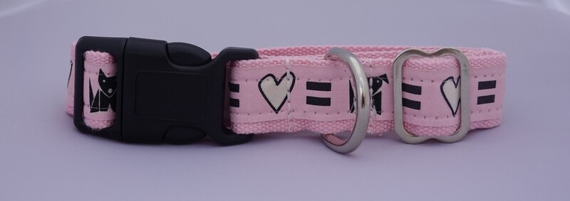 Eco Friendly Bamboo Saving The Earth Series Dog Collars - Love Dog (1&quot; wide Medium w/Pink Webbing - Clearance)
