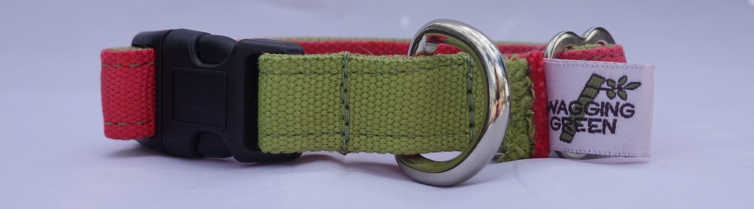 Eco Friendly Bamboo Dog Collar - Pink & Green (Clearance)