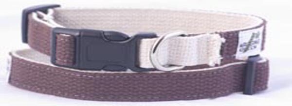 Cotton Double Layer Quick Release Buckle Dog Collar - Brown/Natural (1&quot; Wide Medium - Clearance)