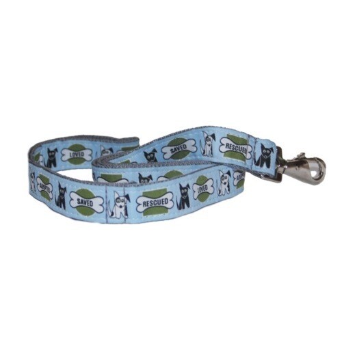 Eco Friendly Bamboo Saving The Earth Collection Dog Leash - Rescue Dog (1&quot; wide w/gray backing - CLEARANCE)