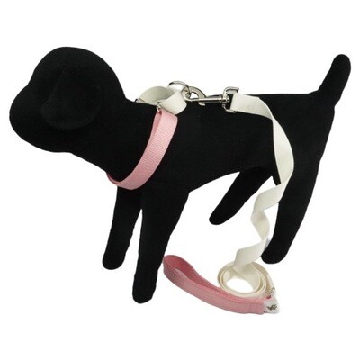 Natural Bamboo Martingale Collar and Leash Set - Blossom (pink and white)