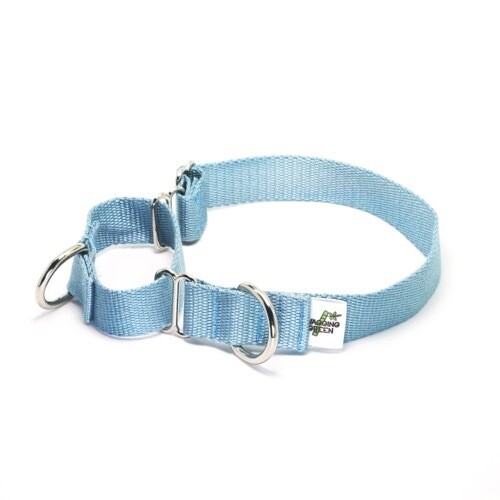 Eco Friendly Bamboo Single Layer Martingale Dog Collar - Aqua Gray
