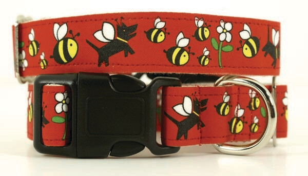 Eco Friendly Bamboo Saving The Earth Series Dog Collars - Honey Bee (1&quot; wide Medium - Clearance)