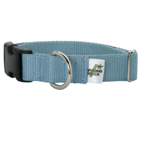 Eco Friendly Bamboo Single Layer Dog Collar - Aqua Gray (1&quot; wide only)