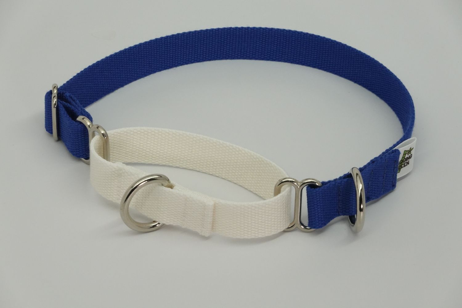 Eco Friendly Bamboo Martingale Dog Collar - Blue Horizon (blue and natural)