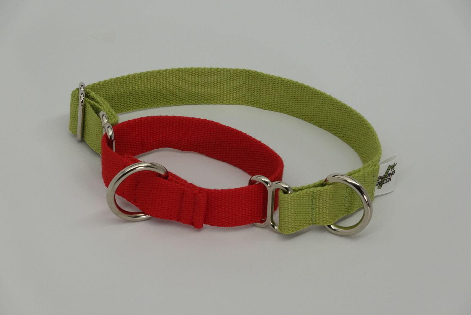 Eco Friendly Bamboo Martingale Dog Collar - Yuletide (green and red)