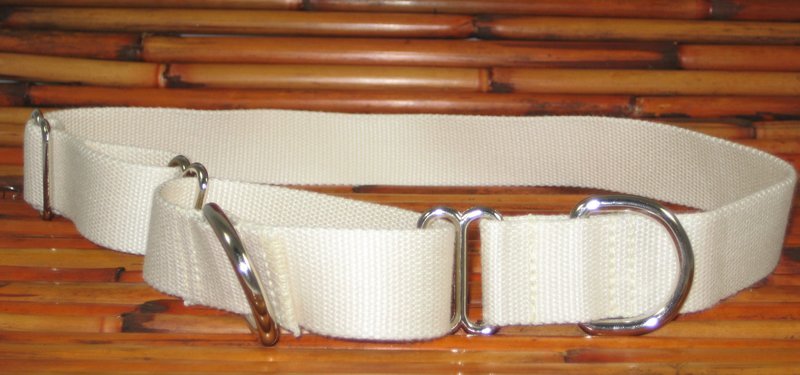 Eco Friendly Bamboo Double Layer Martingale Dog Collar - Natural (undyed) (1&quot; Wide Medium - Clearance)