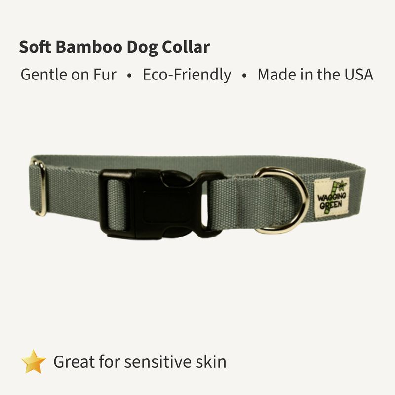 Pebble (gray) Bamboo Dog Collar | Soft, Adjustable, Eco-Friendly