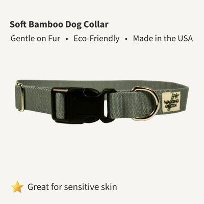 Pebble (gray) Bamboo Dog Collar | Soft, Adjustable, Eco-Friendly