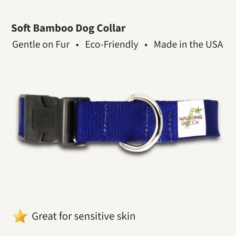 Deep Sea (dark blue) Bamboo Dog Collar - | Soft, Adjustable, Eco Friendly